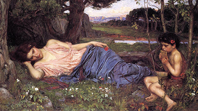 Listening to my Sweet Pipings John William Waterhouse